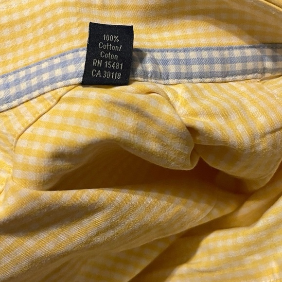 Tommy Hilfiger Men’s Long Sleeve Size XL (17) Yellow & White Button Down Shirt - Picture 3 of 5